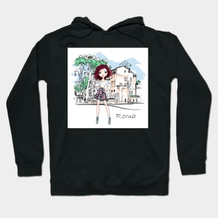 Vector fashion girl in Rome Hoodie